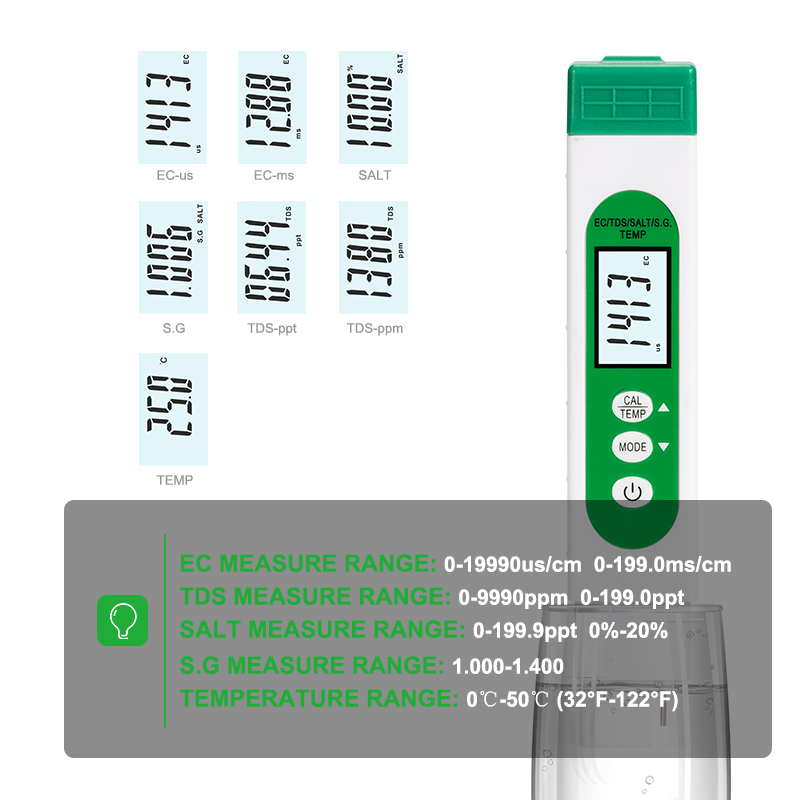Marine Aquarium Water Testing - 5 in 1 TDS EC SALT