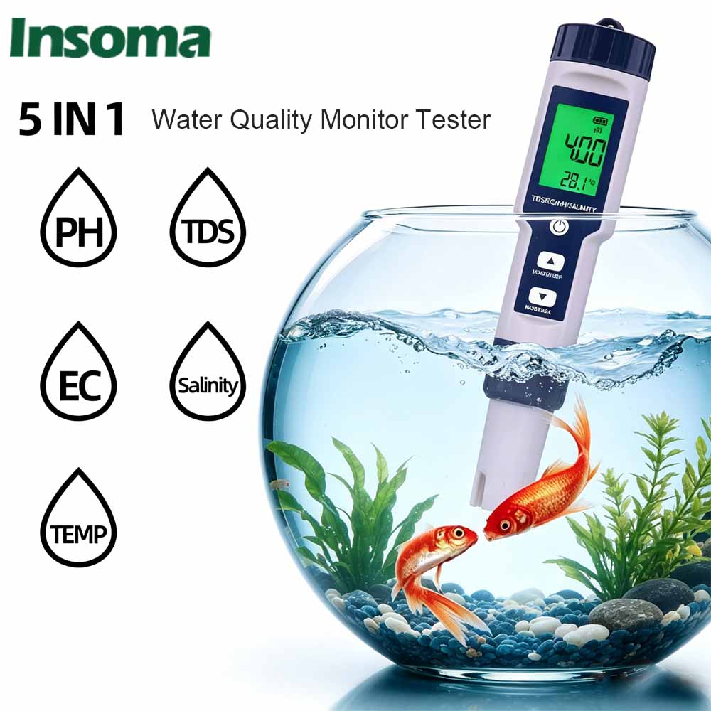 Marine Aquarium Water Analyzer - 5 In 1 Digital Water Quality